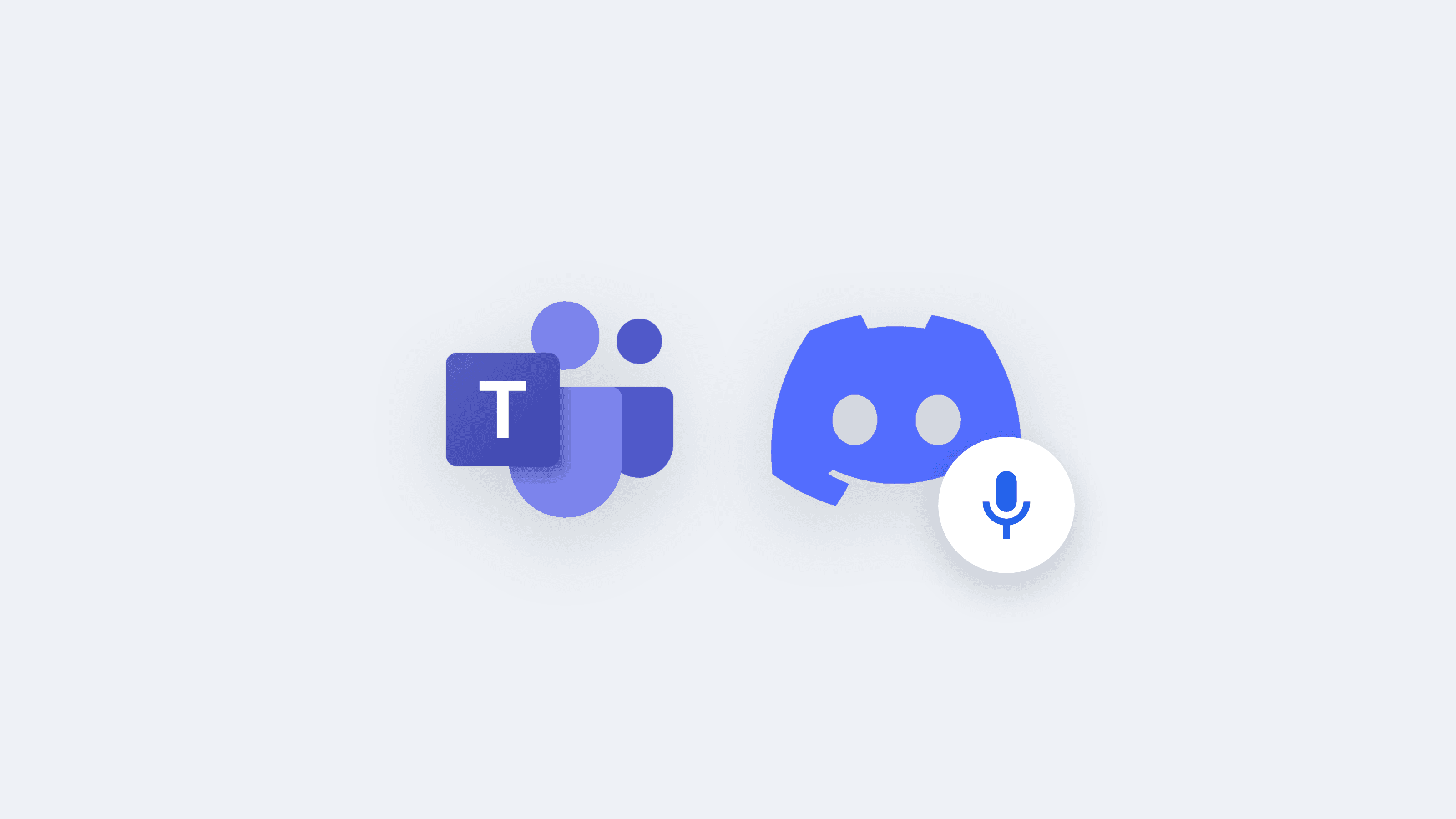 The Microsoft Teams and Discord icons with a microphone badge, dictating chat messages by voice