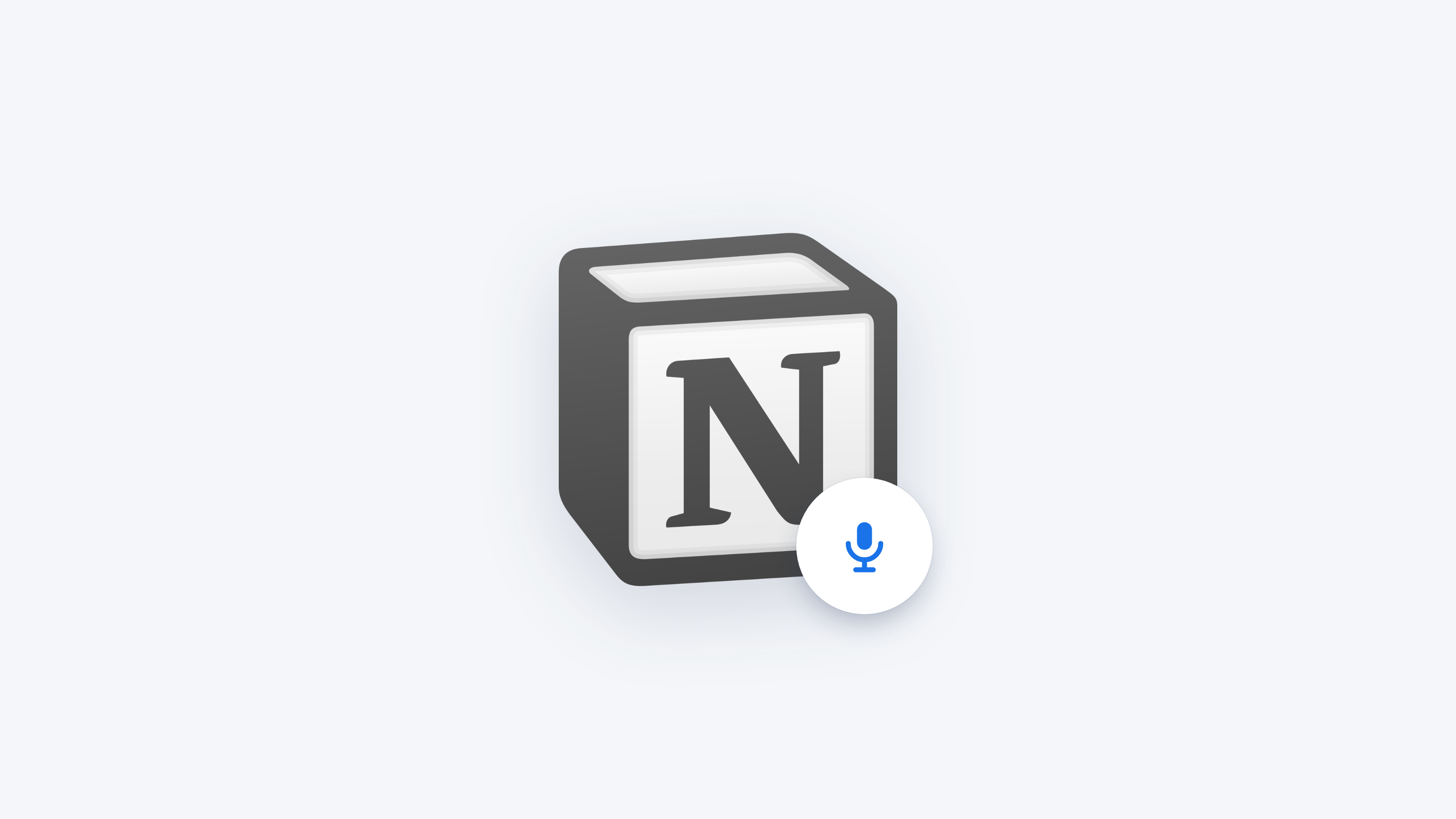 The Notion icon with a microphone, capturing notes by voice
