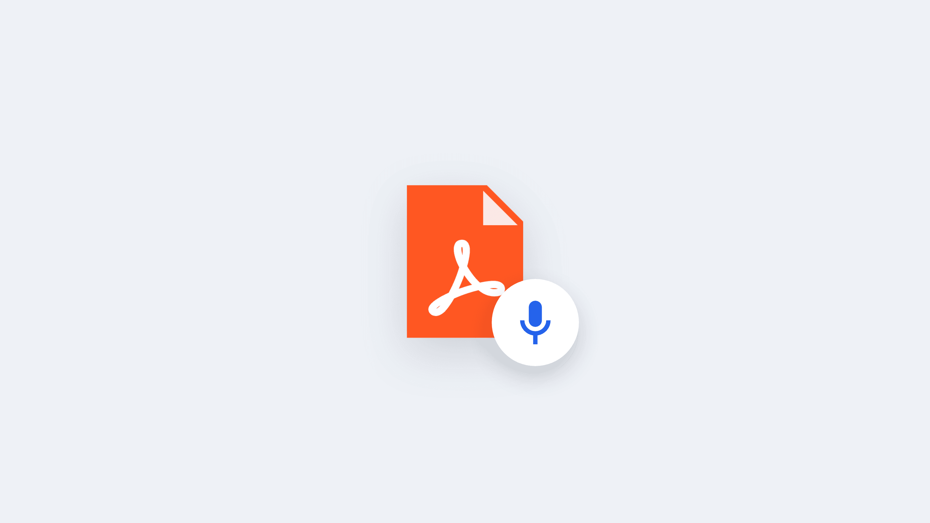 A PDF document icon with a microphone badge, dictating into a fillable PDF form by voice