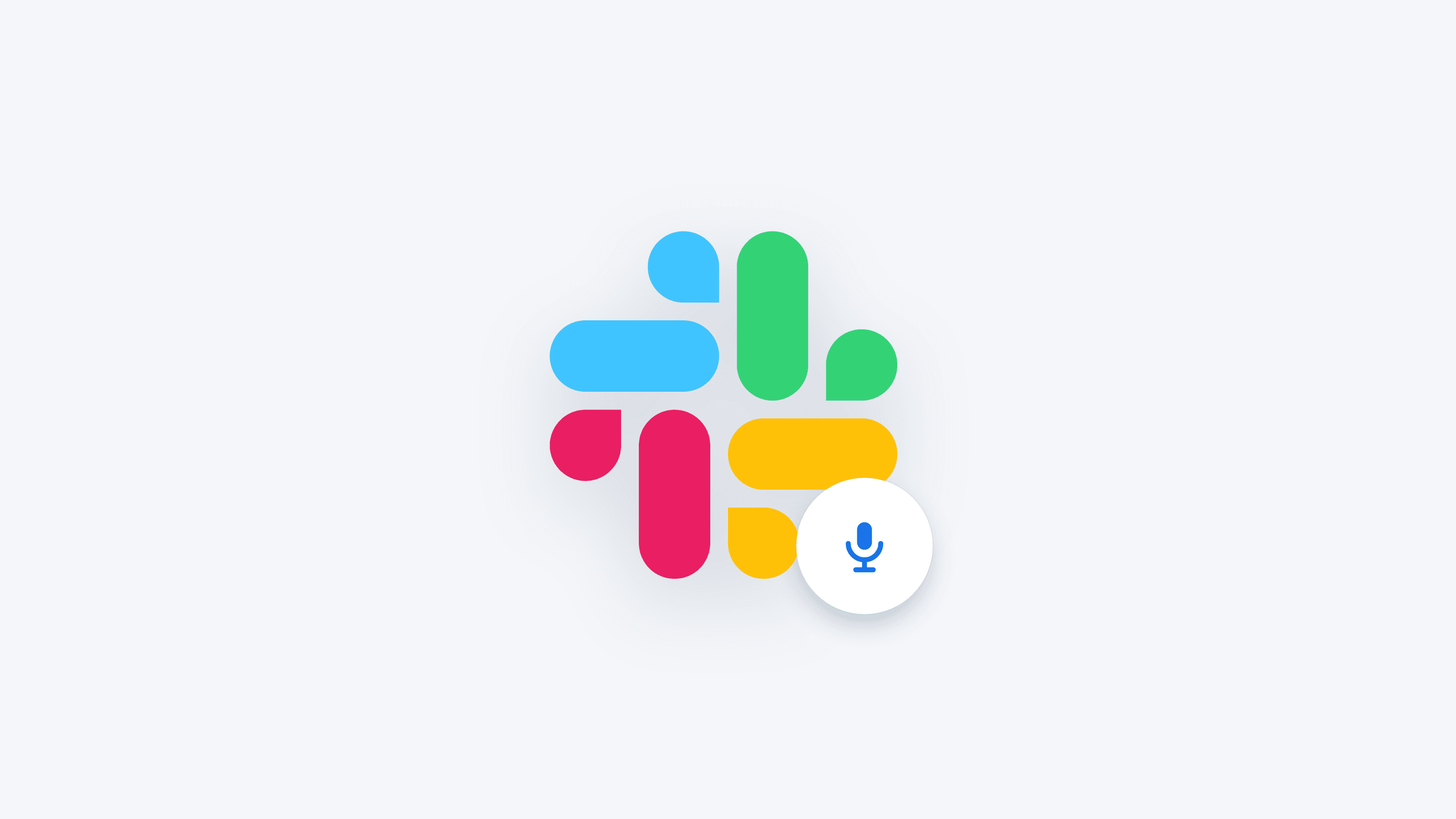 The Slack icon with a microphone, dictating a work message by voice